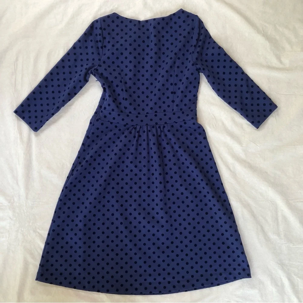 Boden Blue Polka Dot Dress with 3/4 Sleeves Size 10L